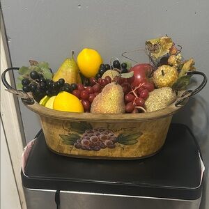 Rustic Fruit-Themed Basket with Handles